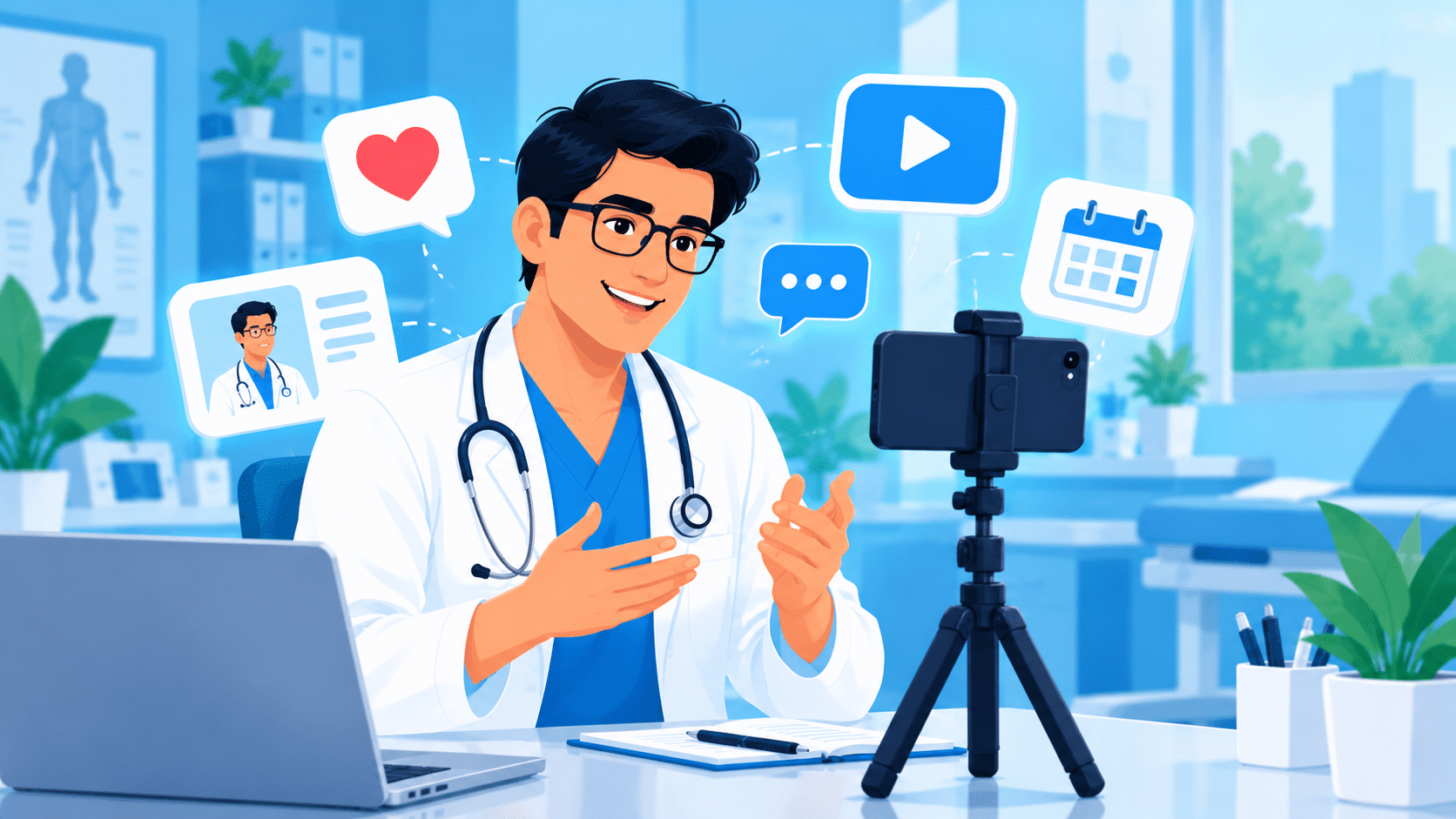 Doctor filming a short educational video on a phone in a clinic | CENITPRO